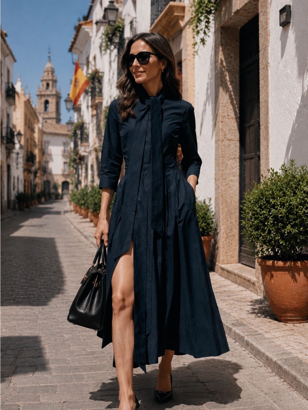 ZARA TIED POPLIN DRESS
